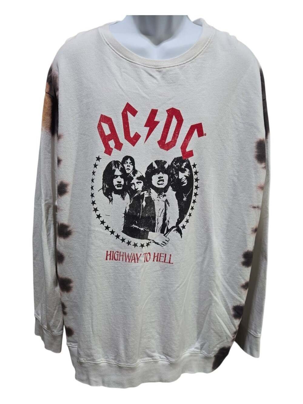 AC/DC Highway To Hell Tie Dye Sweatshirt 3X White Long Sleeve Graphic